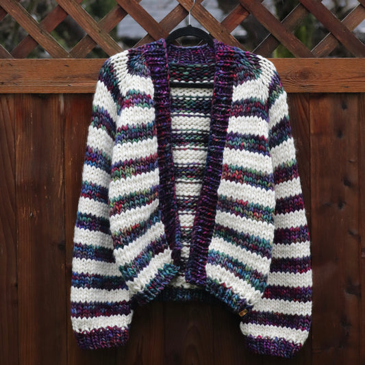 In To The Woods Cardigan- Striped in Anniversario & Natural MEDIUM
