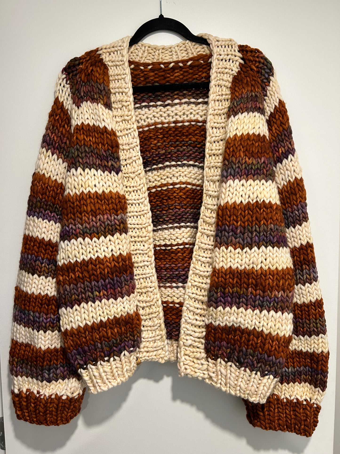 In To The Woods Cardigan- Ivory, Piedras and Chocolate MEDIUM