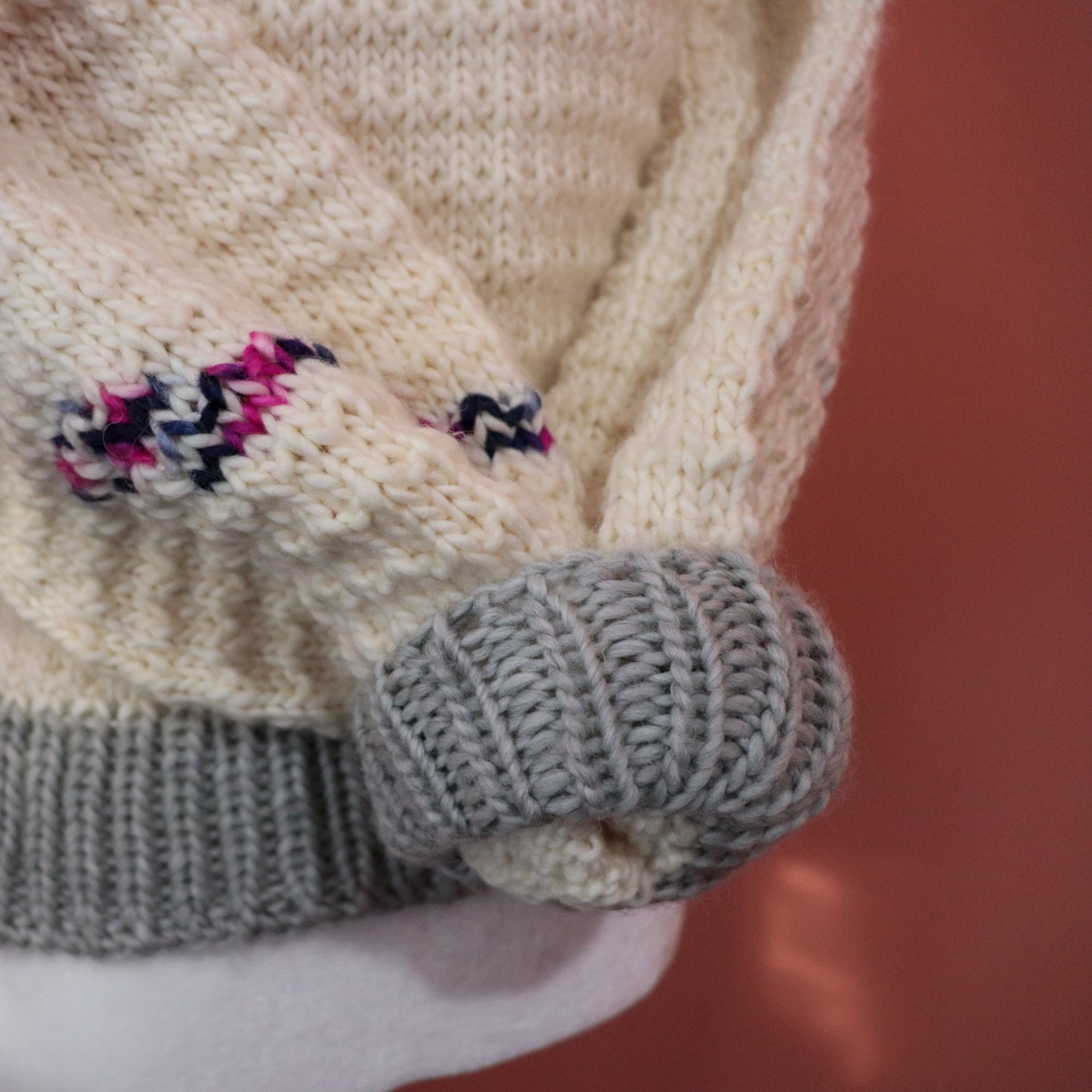 Merino Thin Sweater in White and Grey