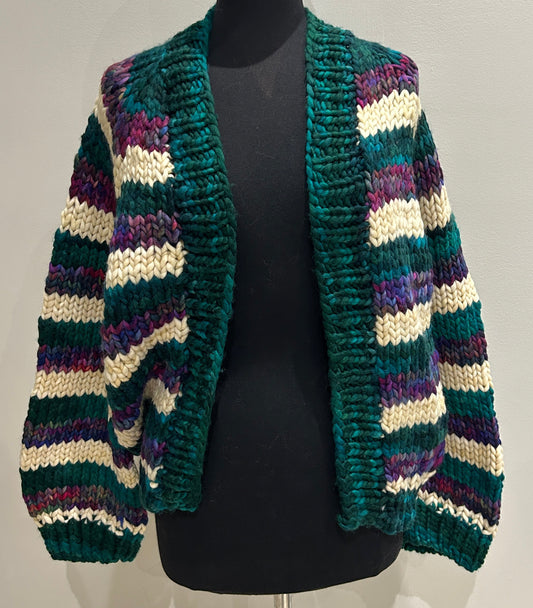 In To The Woods Cardigan- Anniversario, Wintergreen & Ivory MEDIUM