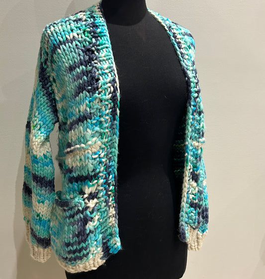 In To The Woods Cardigan- "Rain, Drizzle & Fog" in MEDIUM