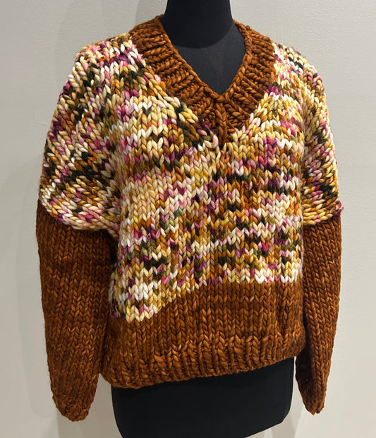 Lakeside Pullover Caramel & Dune Blocked MEDIUM