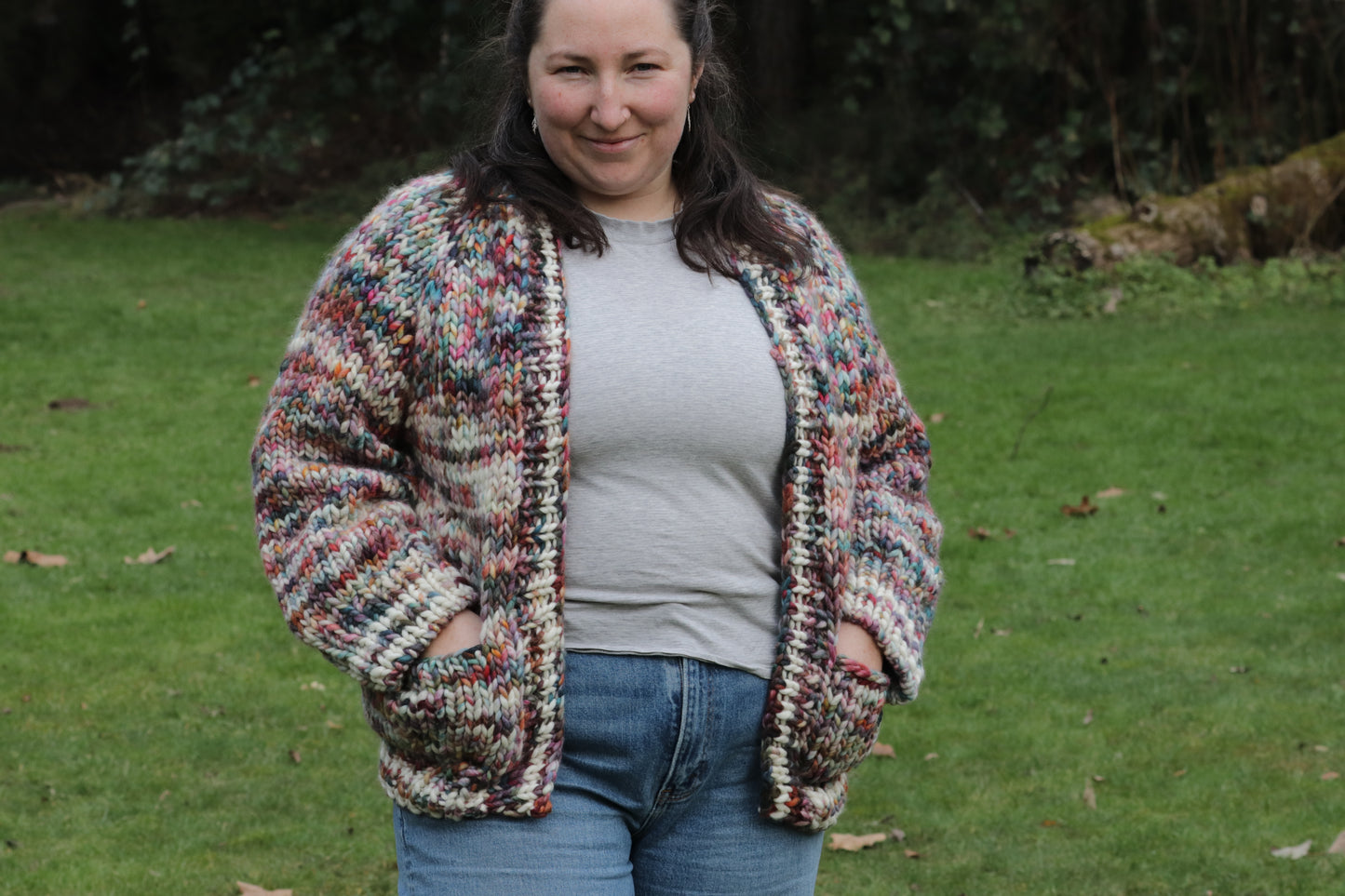 In To The Woods Cardigan- Molino & Natural in LARGE