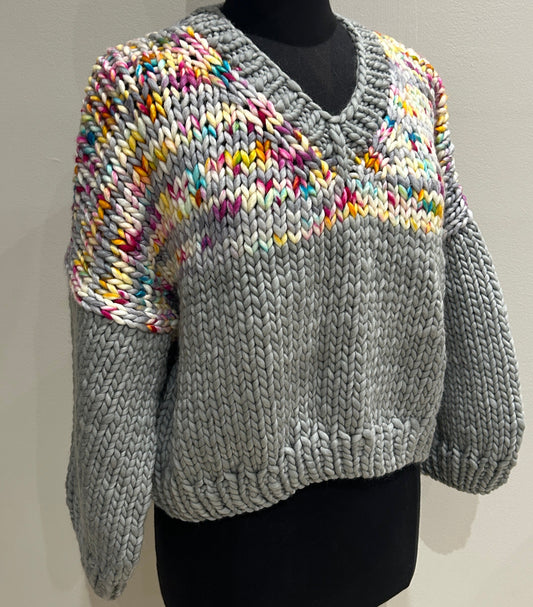 Lakeside Pullover Cape Cod Grey & Neil's Yard; Blocked, MEDIUM