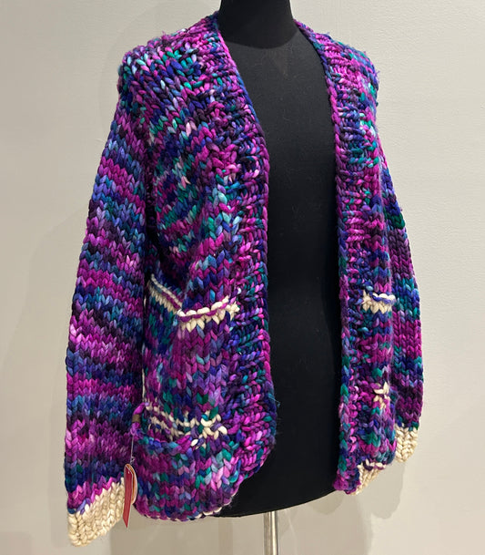 In To The Woods Cardigan- "Jewel Tones" in MEDIUM